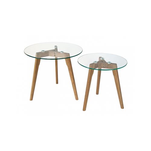 Non Communiqué Beige 2 Tables Basses Rondes En Verre