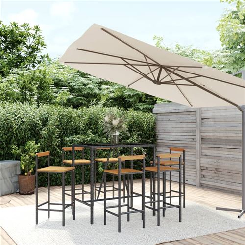 vidaXL Ensemble de bar jardin 7 pcs Noir