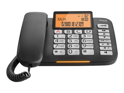 Gigaset DL580 - Téléphone filaire avec ID d'appelant - noir