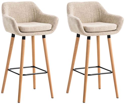Lot de 2 tabourets de bar Grant en tissu , Crème