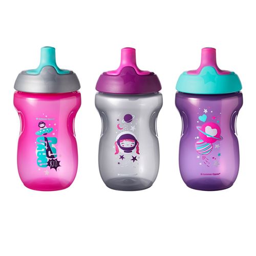 Lot de 3 Tasse gourde enfant SPORTY Tommee Tippee Rose