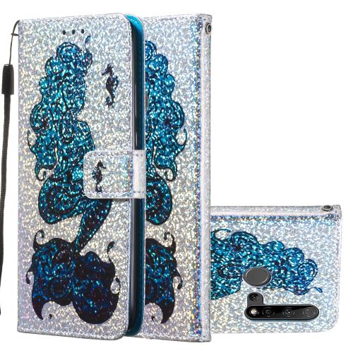 Etui en PU impression de paillettes Sirène pour votre Huawei Nova 5i/P20 lite (2019)
