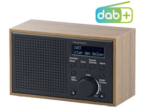 Radio-réveil numérique FM/DAB+ avec écran LCD et boîtier en bois DOR-240