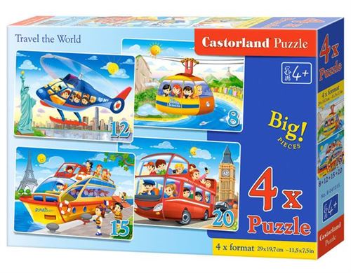 Travel The World, 4x Puzzle(8+12+15+20) - Castorland