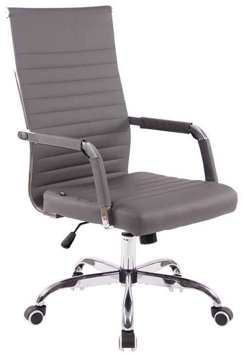 Chaise de bureau Amadora avec hauteur r&eacute;glable et Pied en m&eacute;tal gris Similicuir