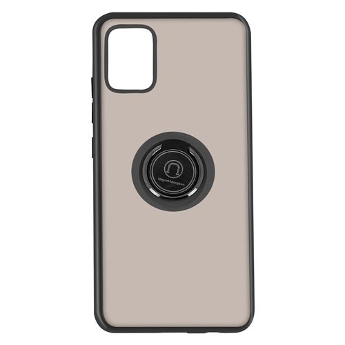 Avizar Coque pour Samsung Galaxy A51 Bi-matière Bague Métallique Fonction Support Noir