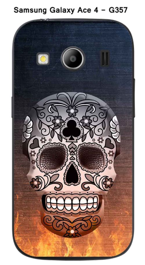 Coque Samsung Galaxy Ace 4 - G357 design Tete de mort fond feu