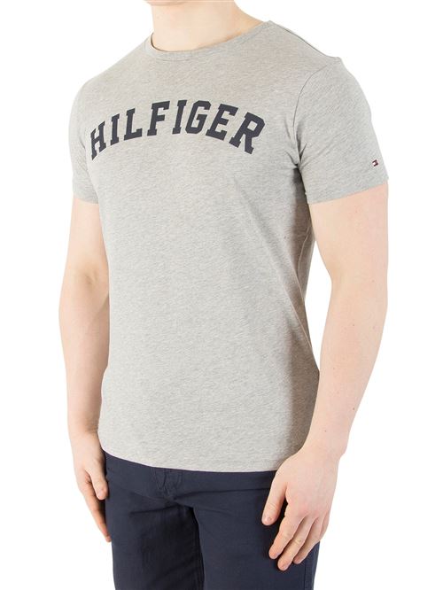 Tommy Hilfiger Homme T-shirt de logo d'arc, Gris