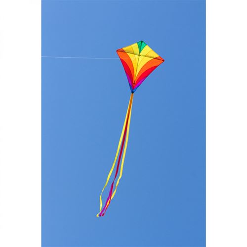 Cerf-volant Rainbow Eddy – 65x74 Cm, Ligne 80 M, 8 Queues Multicolores, Pour Enfants Dès 3 Ans, Vent Léger à Fort