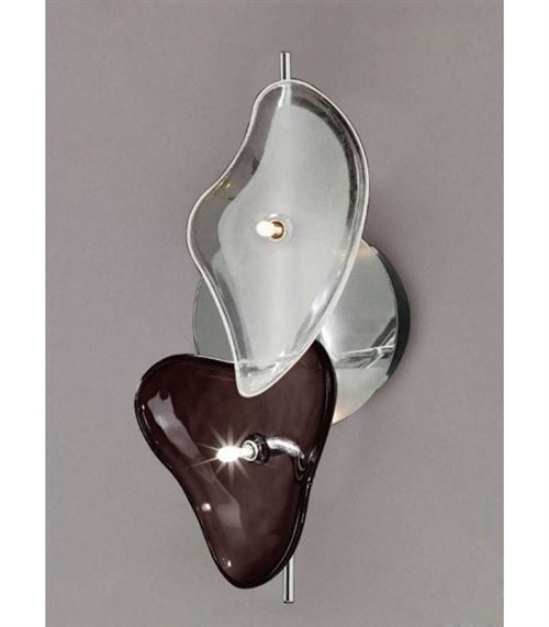 Plafonnier/Applique Otto 2 Ampoules G4 Bar, chrome poli/verre dépoli/verre noir