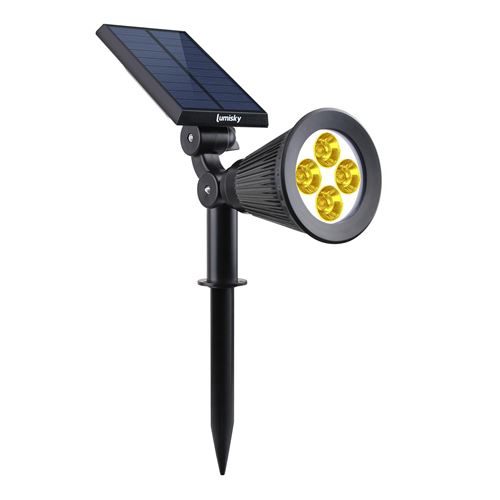Spot solaire projecteur 2 en 1 à piquer ou à fixer dimmable LED blanc chaud SPIKY WARM H42cm