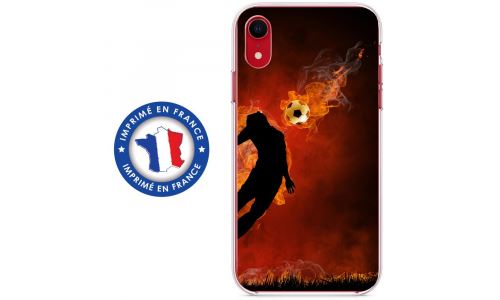 Coque souple pour Apple iPhone XR avec impression Motifs Ballon de football enflammé