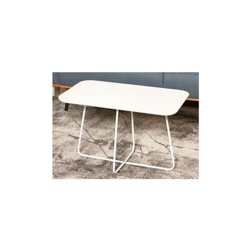 FELMANN Table basse style contemporain blanc brillant avec pieds en métal - L 77 x l 45 cm