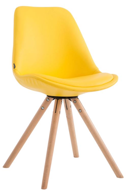 Chaise salle à manger LAVAL similicuir pieds ronds Nature - Siège Jaune