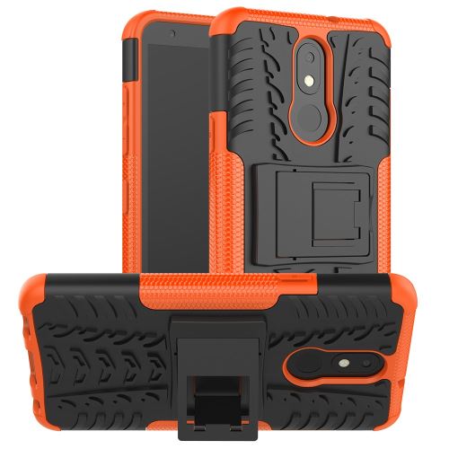 Coque en TPU hybride antidérapant avec béquille orange pour votre LG K30 (2019)