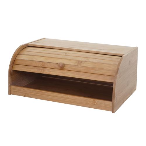 Boîte à Pain en Bambou MENDLER HWC-B80, couvercle coulissant 17x40x28cm, sans tiroir
