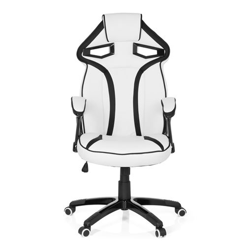 Chaise gaming / Chaise de bureau GUARDIAN simili cuir blanc / noir hjh OFFICE