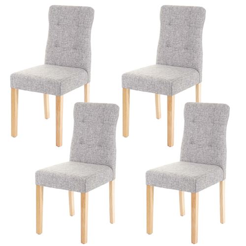 4x chaise de salle à manger MENDLER HWC-E58, fauteuil tissu gris, pieds clairs