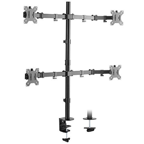 RICOO Support PC pour 4 ecrans TS2811 Quadruple Bras orientable inclinable TV sur Pied Meuble de Bureau écran Ordinateur télé 4K OLE