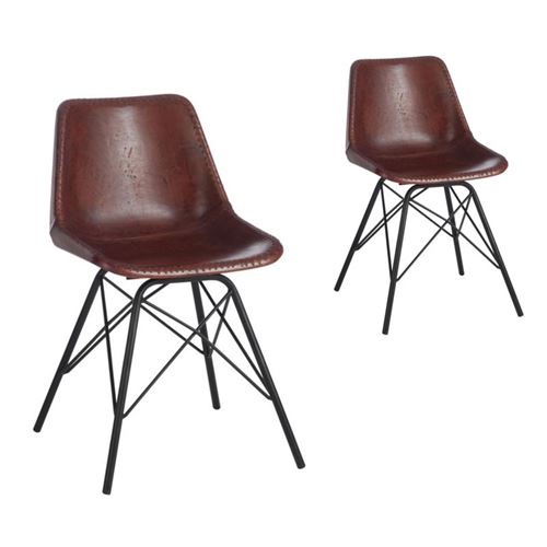 Duo de chaises Simili cuir Marron - URANUS