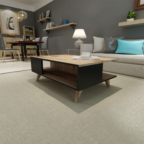 HOMEMANIA Table Basse Lyon Porte-Revues, Livres - avec Étagères - pour Salon - Noyer, Noir en Bois, 90 x 60 x 38,6 cm