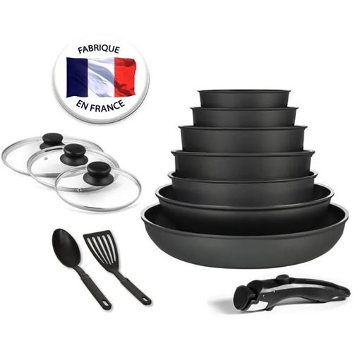 Arthur Martin Batterie -13pcs: 3 Poeles 20-22-26 Cm - 2 Casseroles 16-20 Cm - 1 Sauteuse 24 Cm - 3 Couvercles 16-20-24 Cm