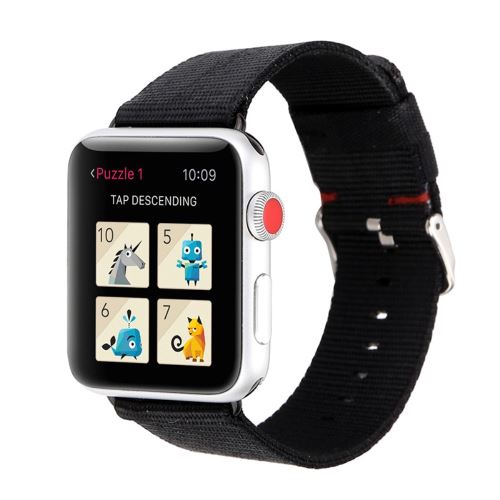 Bracelet en nylon toile tissée noir pour votre Apple Watch Series 4 44mm/Series 3 2 1 42mm