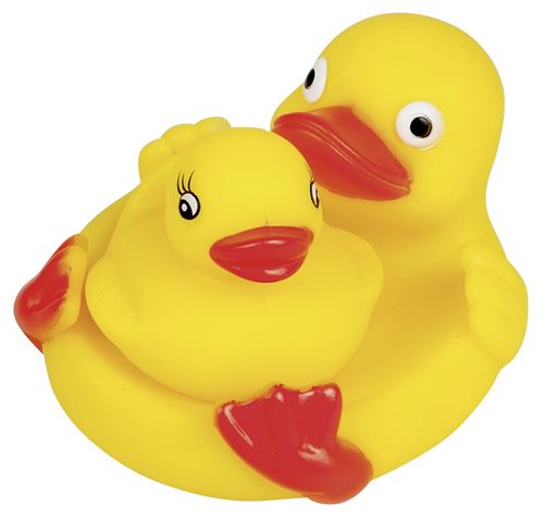 Happy People canard en caoutchouc avec bébé jaune 2 pièces 8 cm