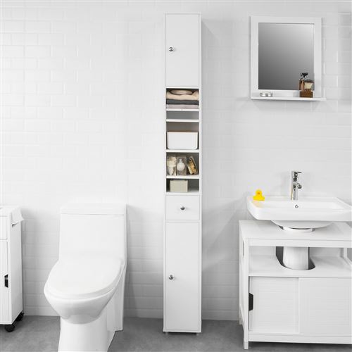 SoBuy® BZR34-W Meuble de Rangement Salle d Bain Meuble Colonne Armoire de Toilette Meuble WC