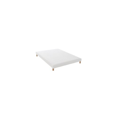 Sommier tapissier a lattes blanc + pieds - made in france - 140x190cm