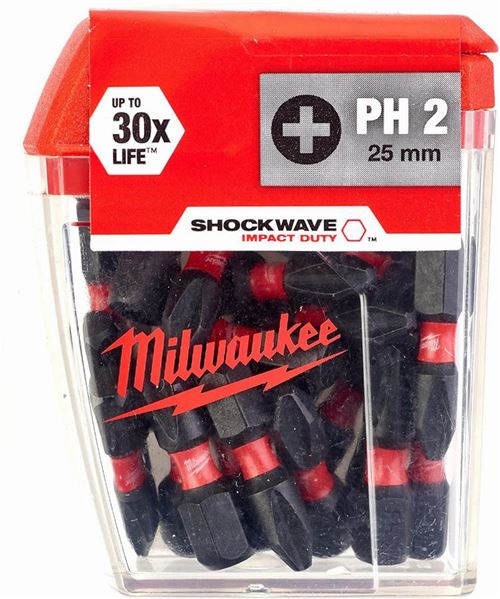 Boîte 25 embouts Shockwave PH2 25 mm MILWAUKEE - 4932430853