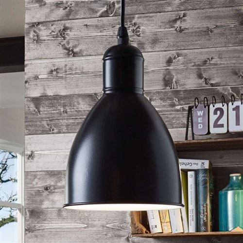 Lampe suspendue noire Priddy D15,5 cm - Noir