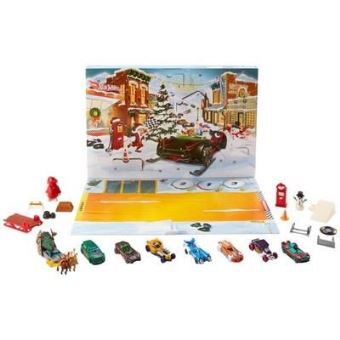 HOT WHEELS Calendrier de l'Avent - 8 petites voitures et 16 accessoires