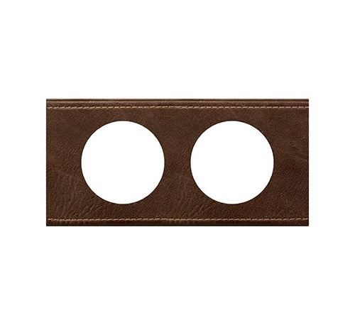 Plaque cuirée Céliane - Cuir brun texturé - Double horizontale / verticale 71mm