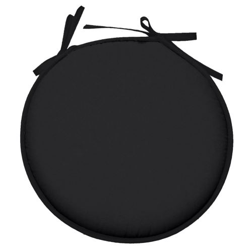 Galette de chaise Noir ronde en polyester