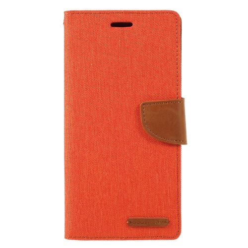Etui en PU agenda en toile avec support orange pour votre Samsung Galaxy J6 Plus