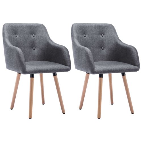 vidaXL Chaise à dîner 2 pcs Revêtement en tissu 55x55x84 cm Gris clair