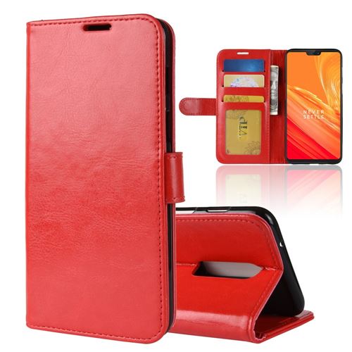 Etui en PU couleur en rouge pour votre OnePlus 6