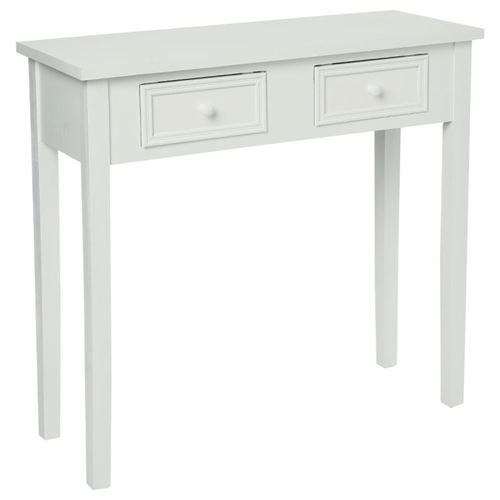 Console 2 tiroirs blanche ""Charme