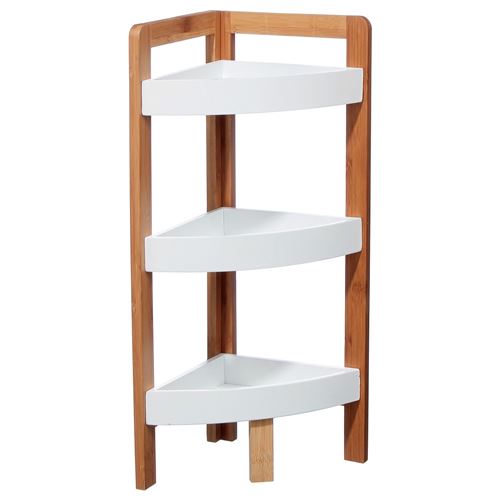 Etagère d'angle 3 niveaux - H. 61 cm - Bambou blanc