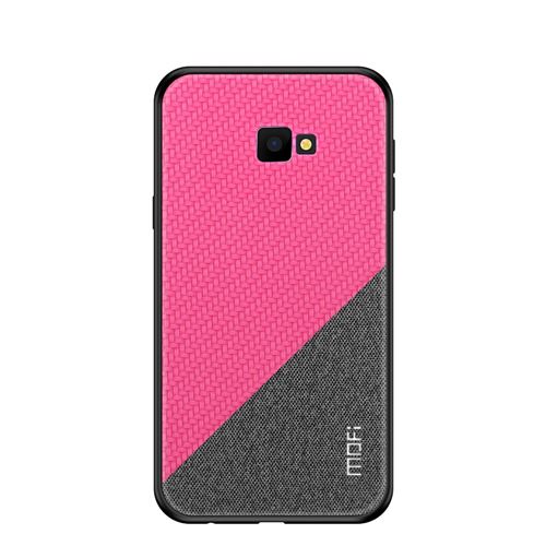 Etui en PU tissage bicolore à épissure, revêtement hybride tissé antidérapant rose pour votre Samsung Galaxy J4 Plus