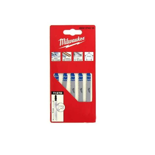 Pack de 5 lames scie sauteuse MILWAUKEE métal 75 mm denture de 3 mm 4932274315