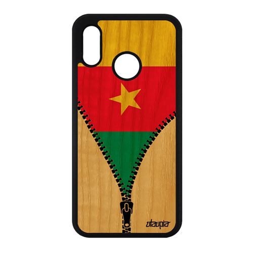 Coque Huawei P20 Lite Bois Silicone Drapeau Cameroun Camerounais
