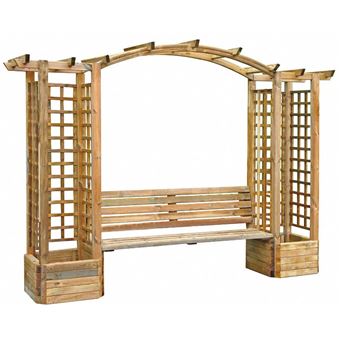 Pergola En Pin Treillis Et Banc Florence Mobilier De Jardin Achat Prix Fnac