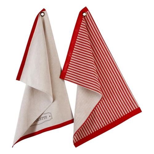 Atmosphera Créateur d'intérieur - Lot de 2 Torchons de Cuisine "Poulette" 70cm Multicolore