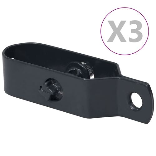 vidaXL Tendeurs de fil de clôture 3 pcs 90 mm Acier Noir