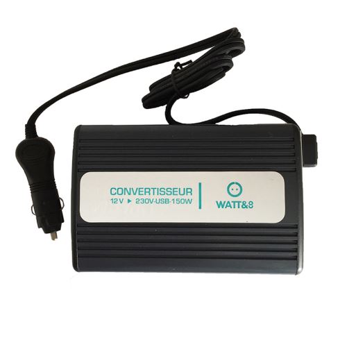 Convertisseur de Courant Quasi Sinus 12v 230v 1 Sortie 150 Watts max + 1 Sortie USB 2A