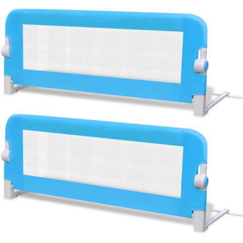 vidaXL 2pcs Barrière de lit de sécurité pour tout-petits Bleu 102x42cm
