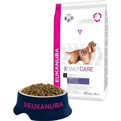 EUKANUBA Croquettes au poulet Daily Care - Peau sensible - Toutes races - 2,3kg - Pour chien adulte