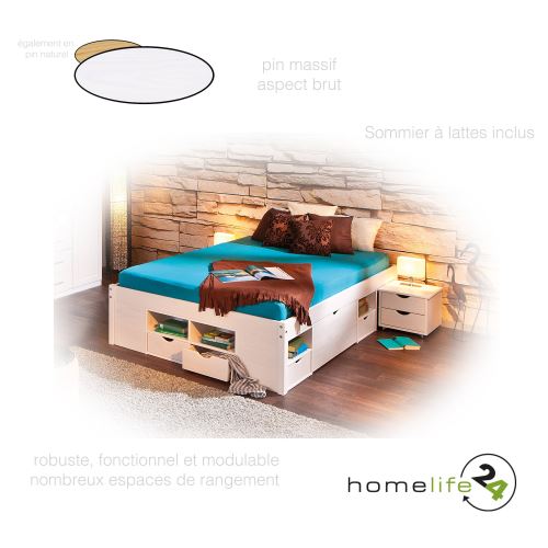 Lit Double Multi Fonction Adulte 2 Places 140 X 190 Multi